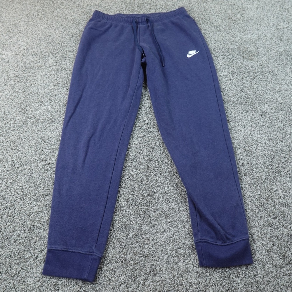 Nike Pants Womens M Blue Fleece Track Drawstring Warmup Jogger Sweatpants Gym